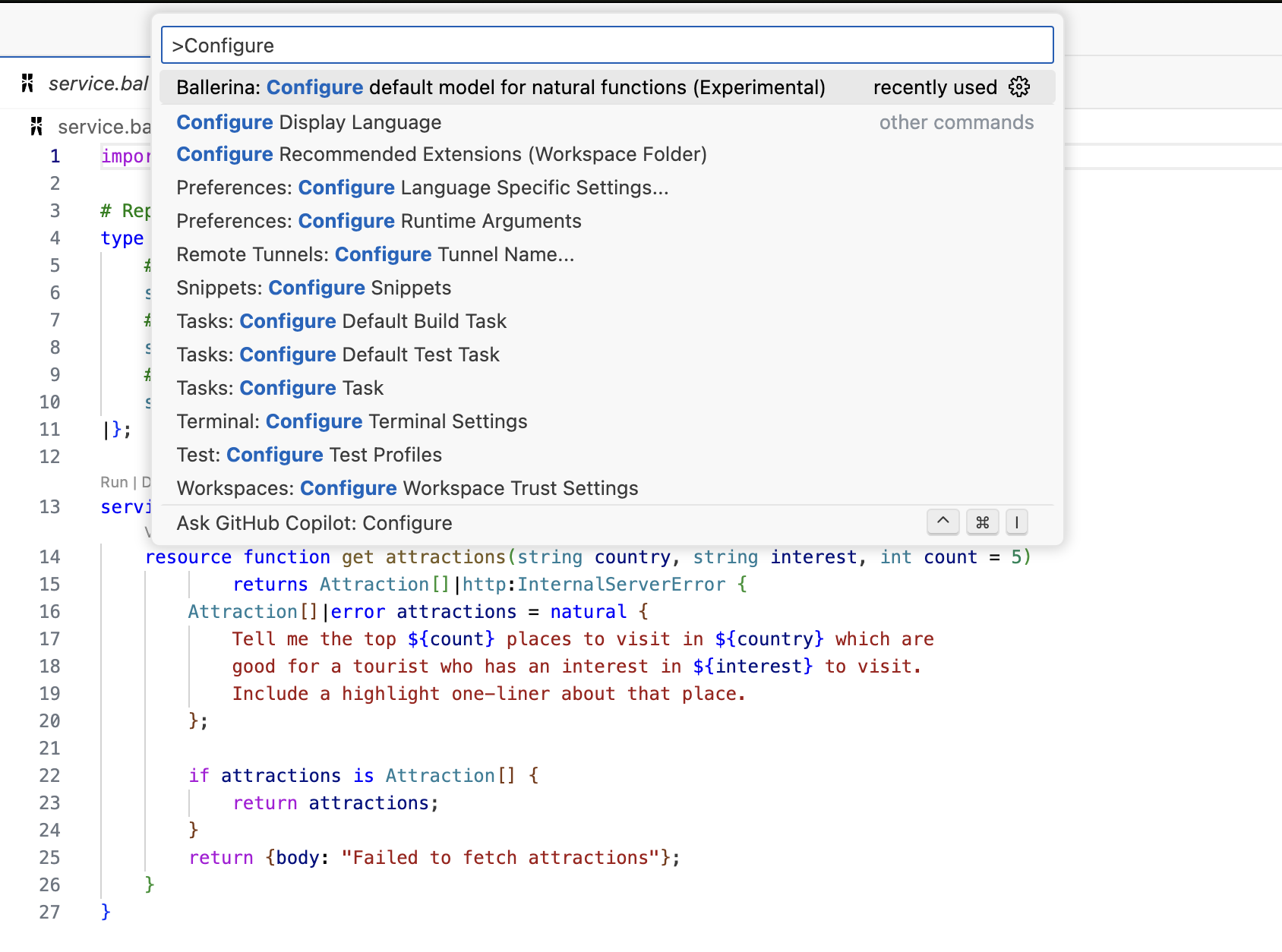 Configure the default model