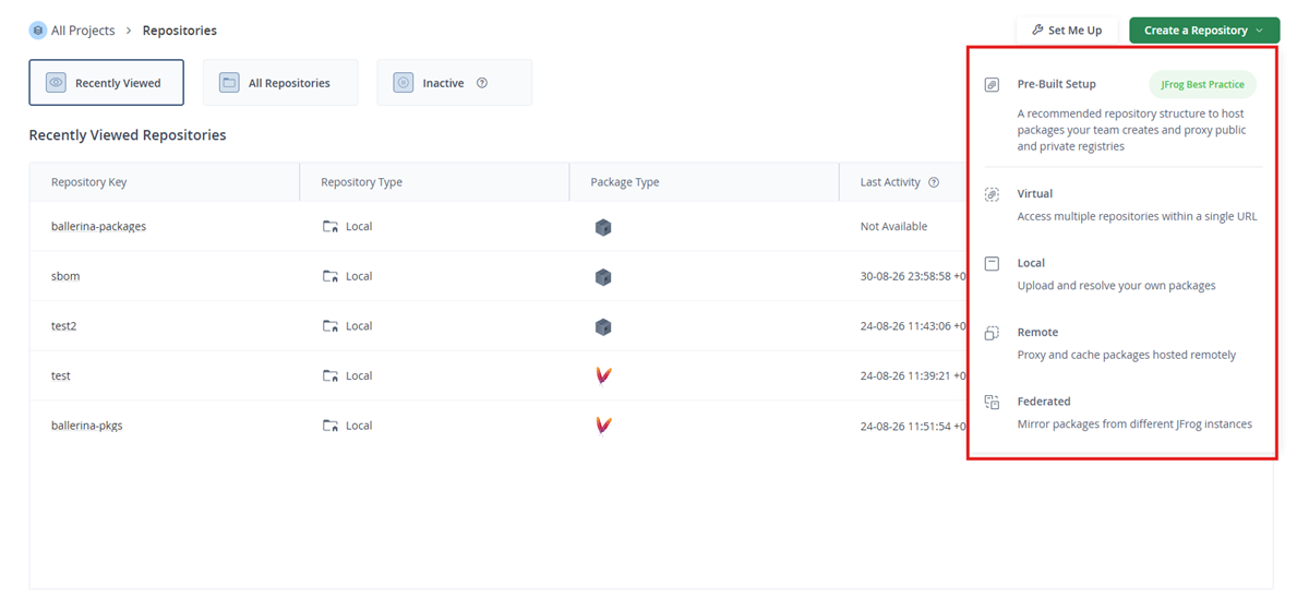 Create a local repository in Artifactory