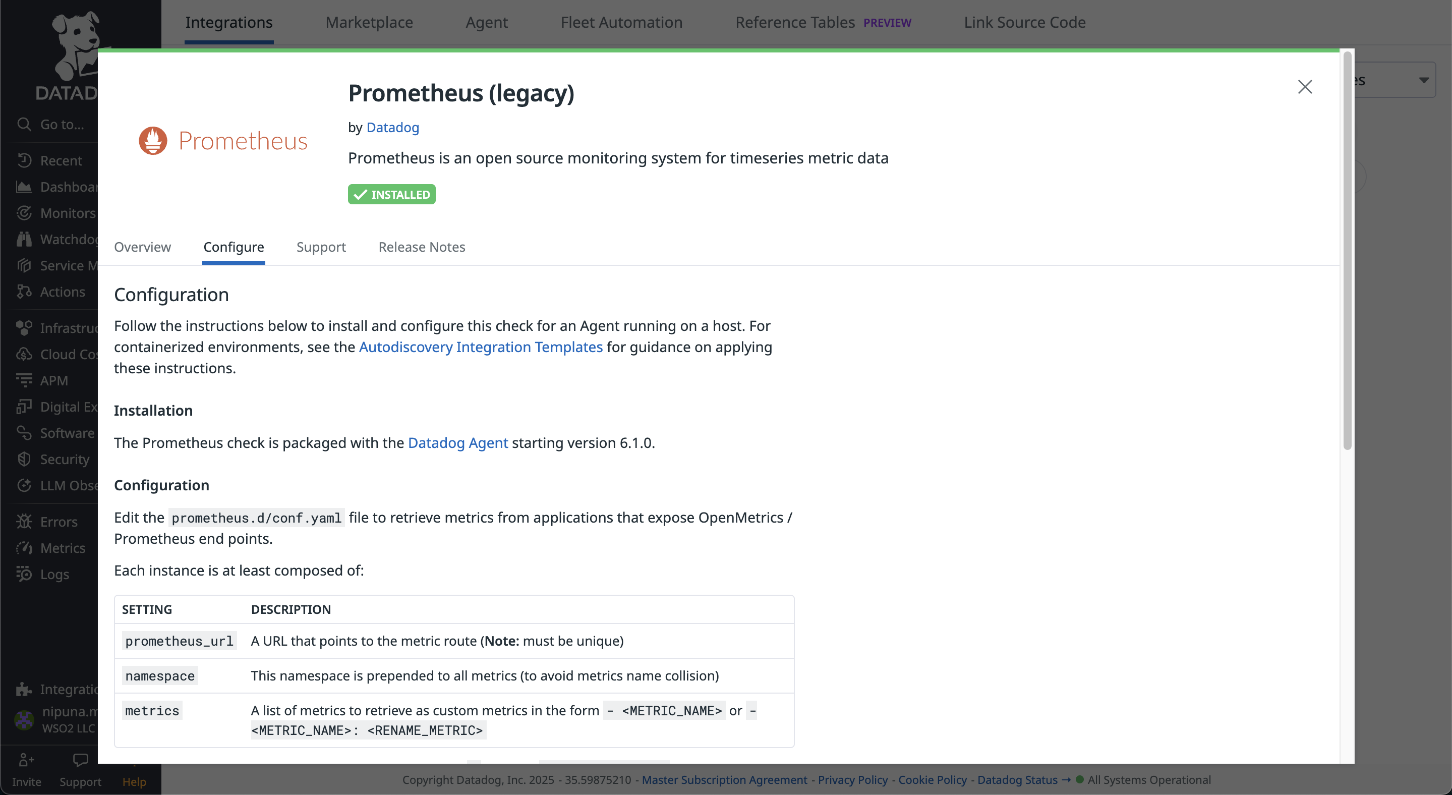 Prometheus configurations for DataDog agent