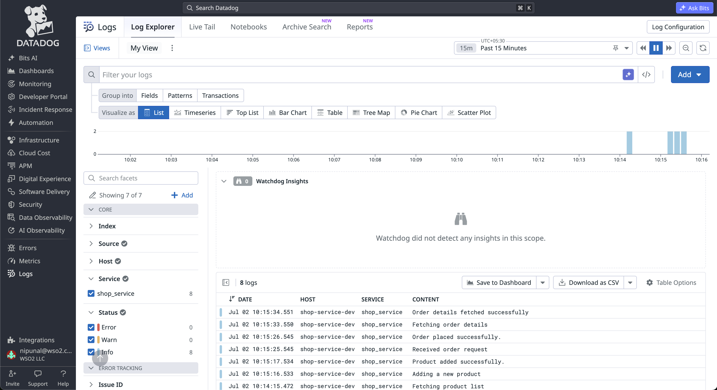 Log Explorer in Datadog