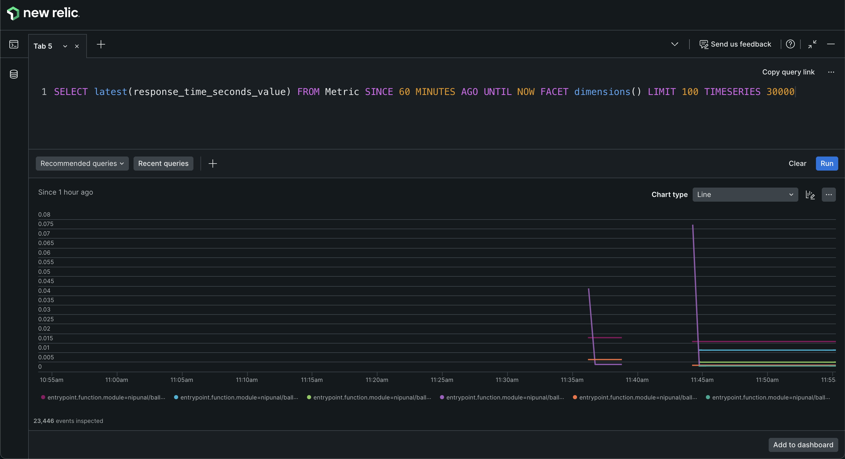 New Relic metric Query Builder