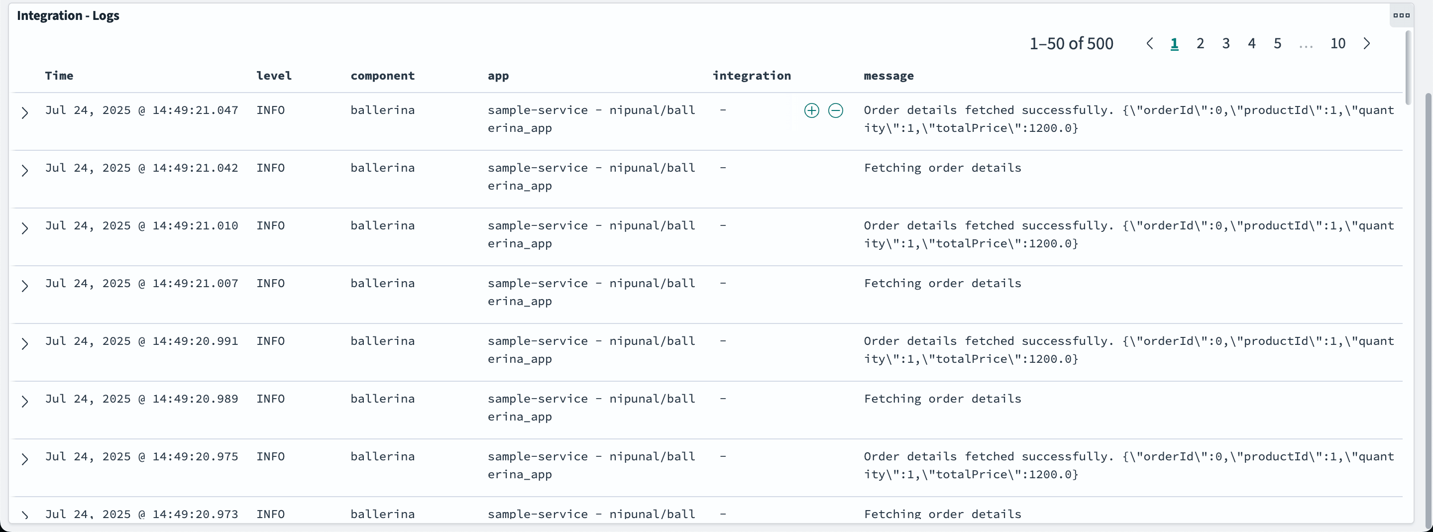 OpenSearch logs view