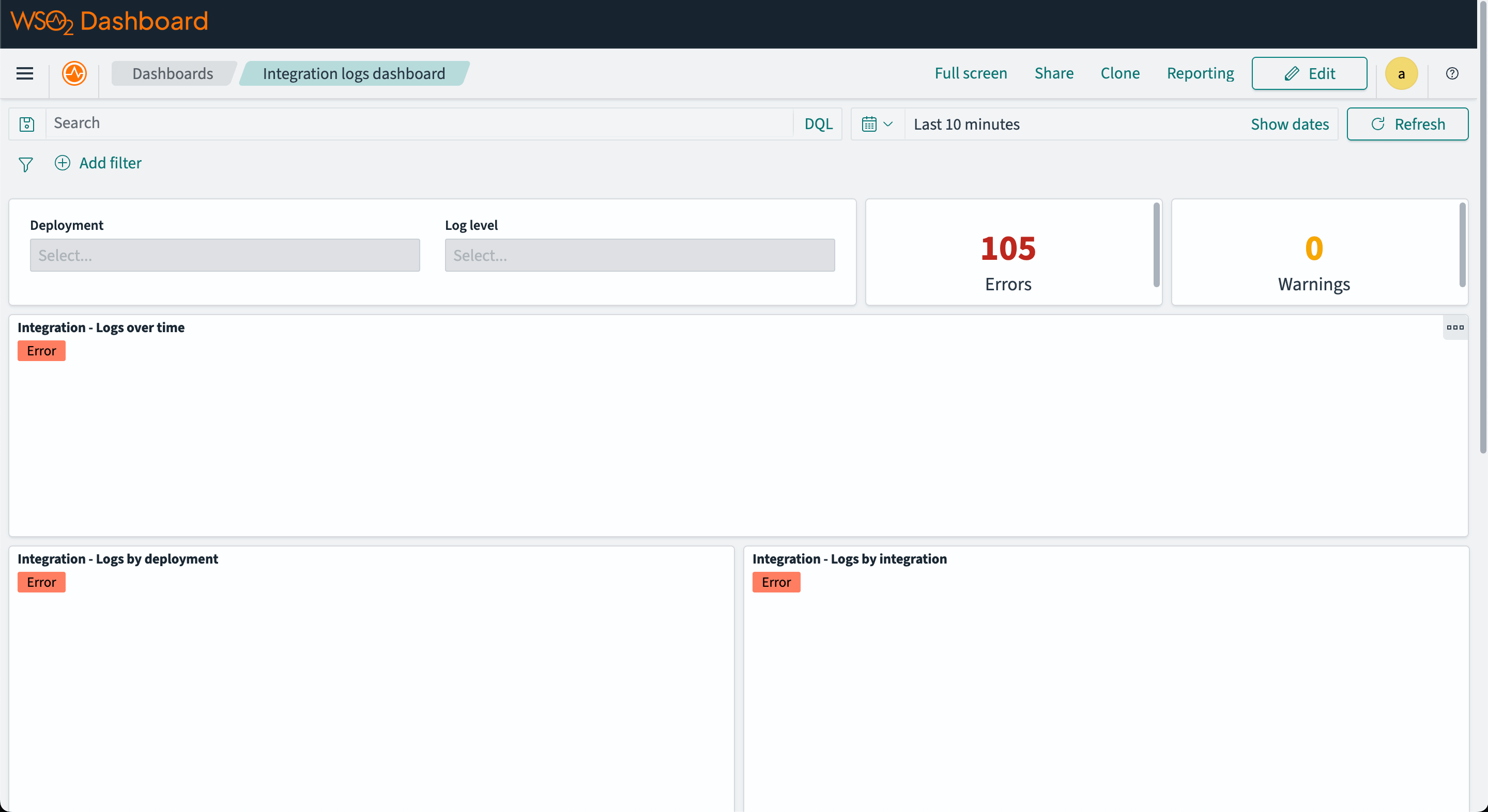 OpenSearch logs dashboard